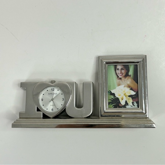 Daniel David Collection Small Desk Clock And Frame I Love You Retro - Picture 9 of 14
